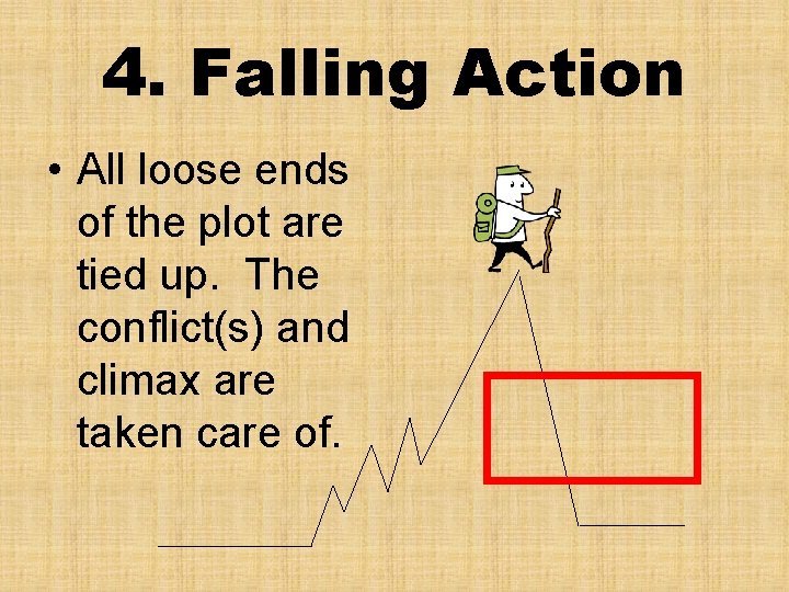 4. Falling Action • All loose ends of the plot are tied up. The