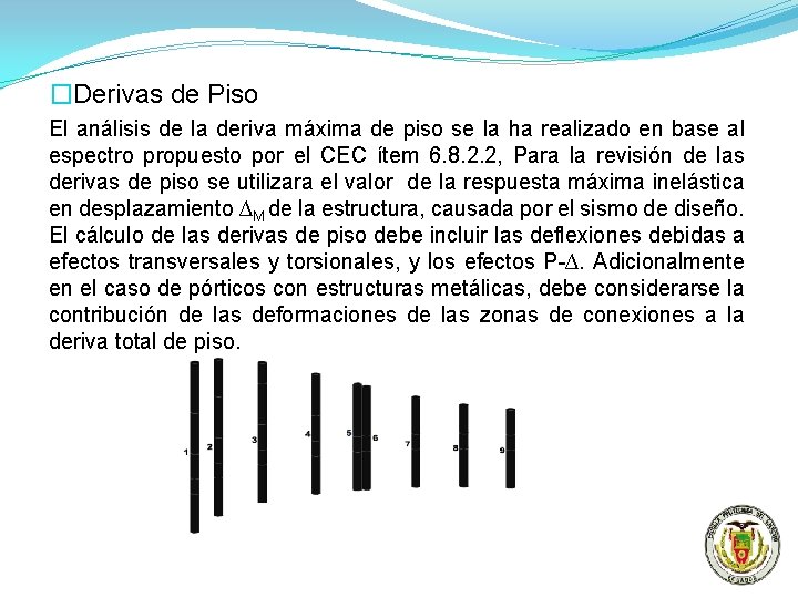 �Derivas de Piso El análisis de la deriva máxima de piso se la ha