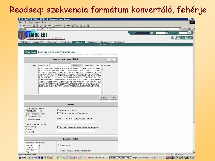 Readseq: szekvencia formátum konvertáló, fehérje 