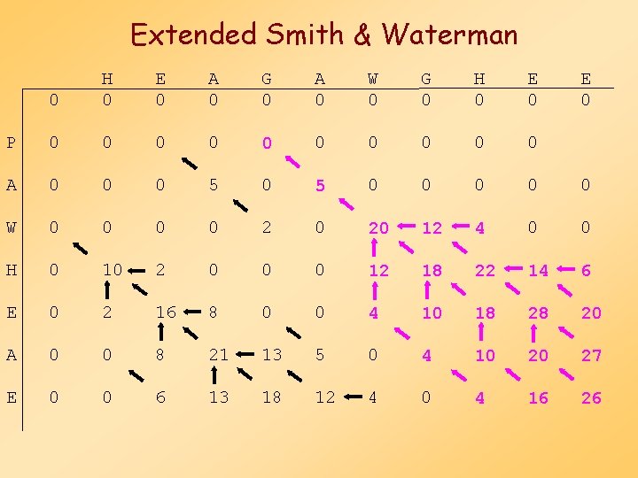 Extended Smith & Waterman 0 H 0 E 0 A 0 G 0 A