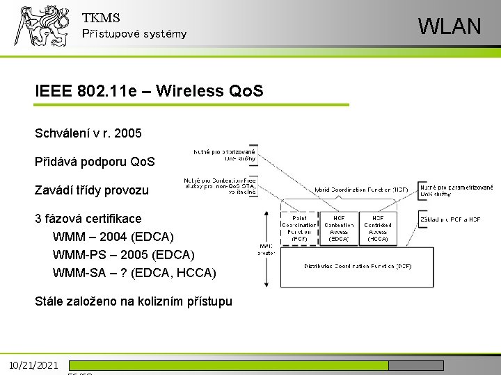 TKMS Přístupové systémy IEEE 802. 11 e – Wireless Qo. S Schválení v r.