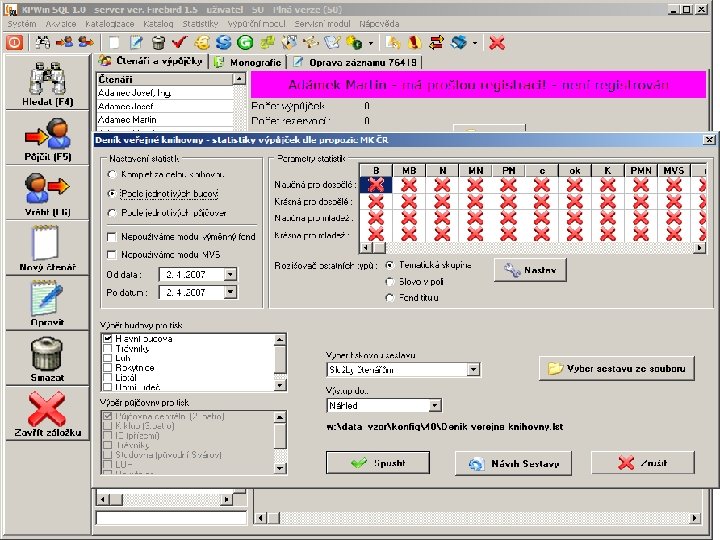 Výměnné fondy Pracoviště centrální knihovny Katalogizace Výpůjčky Centrální SQL server Pracoviště výměnných fondů Data