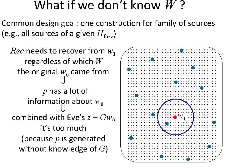 What if we don’t know W ? Common design goal: one construction for family