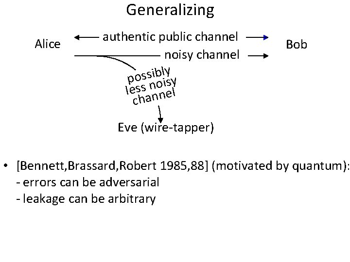 Generalizing Alice authentic public channel noisy channel ly b i s s o p