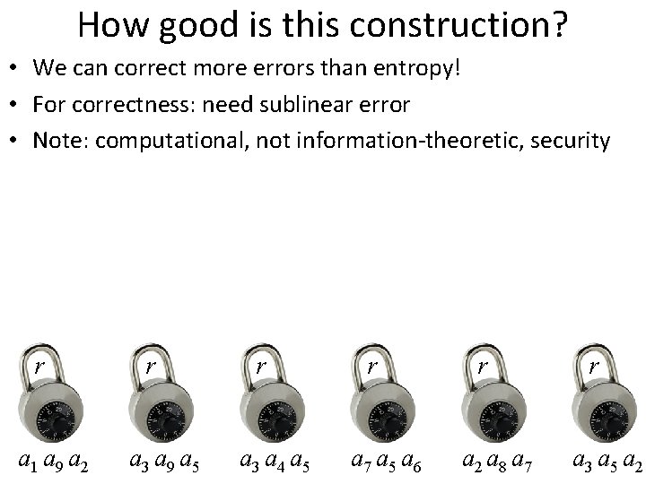 How good is this construction? • We can correct more errors than entropy! •