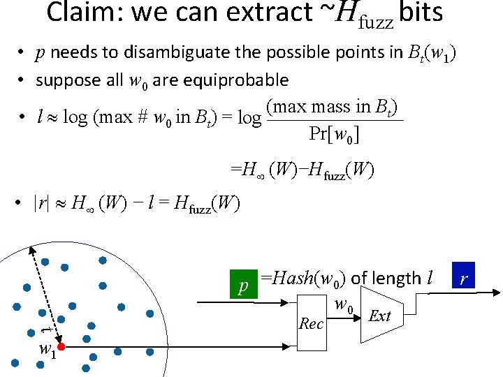 Claim: we can extract ~Hfuzz bits • p needs to disambiguate the possible points