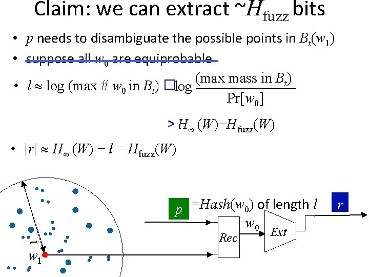 Claim: we can extract ~Hfuzz bits • p needs to disambiguate the possible points