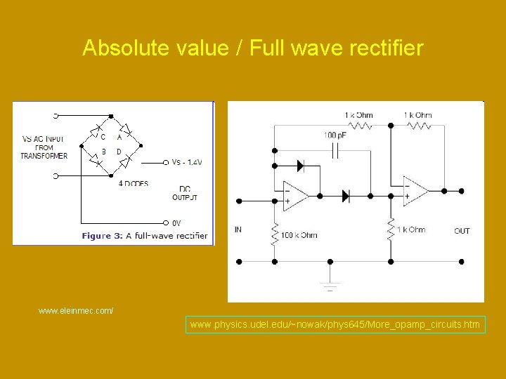 Absolute value / Full wave rectifier www. eleinmec. com/ www. physics. udel. edu/~nowak/phys 645/More_opamp_circuits.