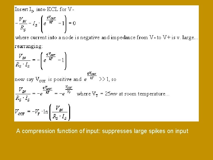 A compression function of input: suppresses large spikes on input 