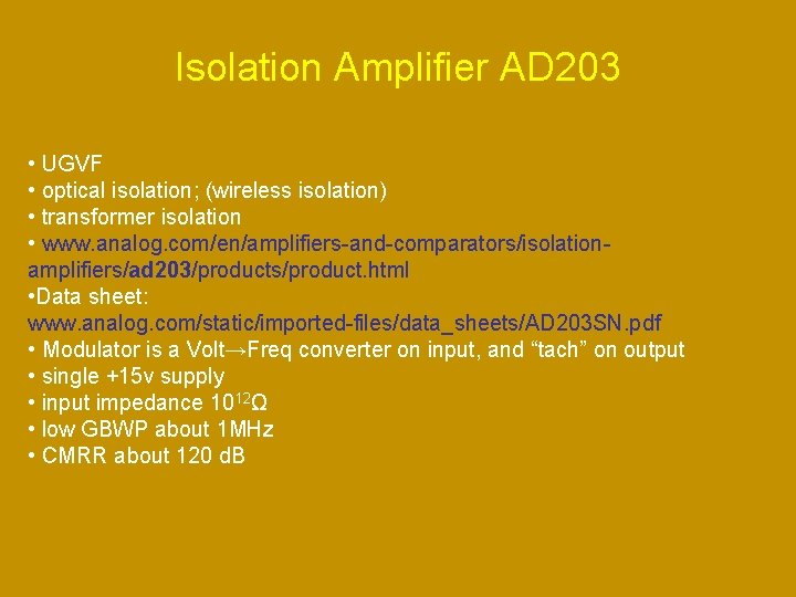 Isolation Amplifier AD 203 • UGVF • optical isolation; (wireless isolation) • transformer isolation