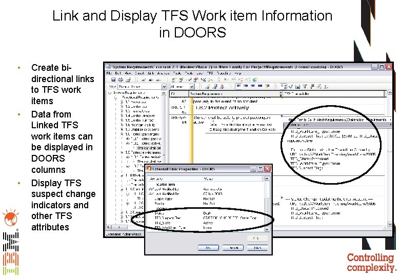 Link and Display TFS Work item Information in DOORS • • • Create bidirectional