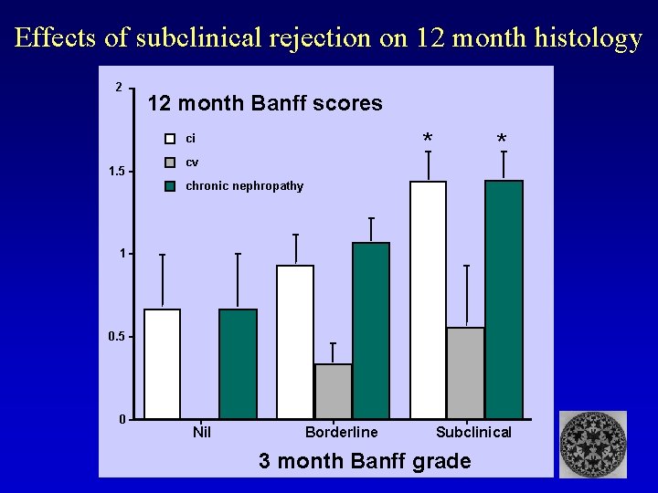 Effects of subclinical rejection on 12 month histology 2 12 month Banff scores *