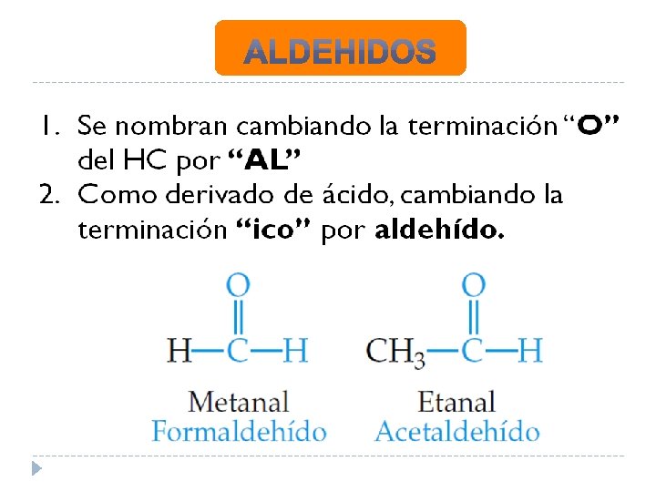 En estos compuestos el grupo carbonilo tiene al menos un átomo de hidrogeno unido