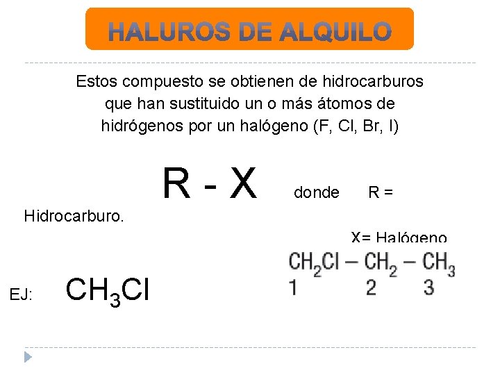 Estos compuesto se obtienen de hidrocarburos que han sustituido un o más átomos de