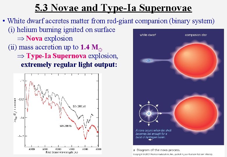 5. 3 Novae and Type-Ia Supernovae • White dwarf accretes matter from red-giant companion