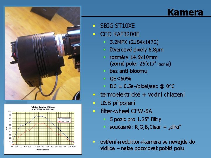 Kamera § SBIG ST 10 XE § CCD KAF 3200 E § 3. 2