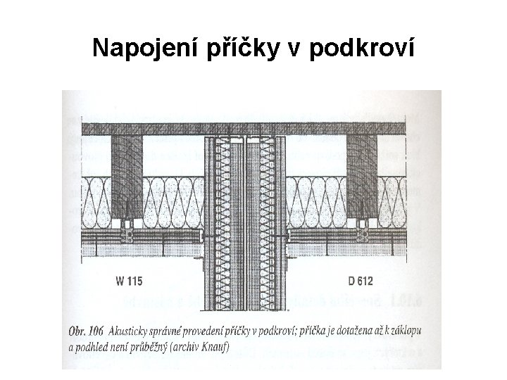 Napojení příčky v podkroví 