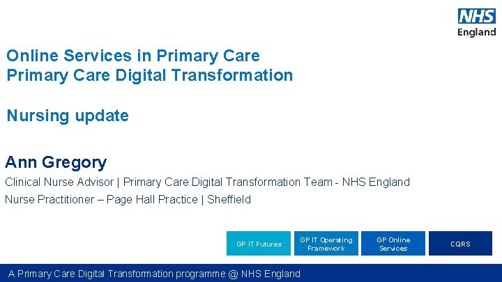Online Services in Primary Care Digital Transformation Nursing