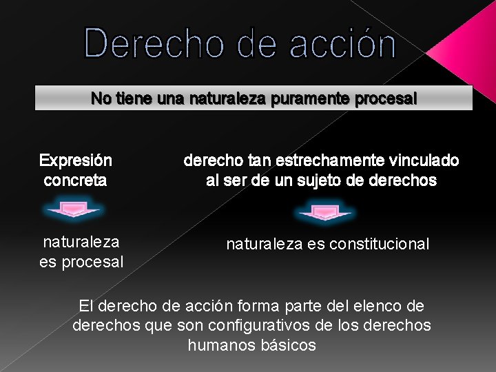 No tiene una naturaleza puramente procesal Expresión concreta naturaleza es procesal derecho tan estrechamente