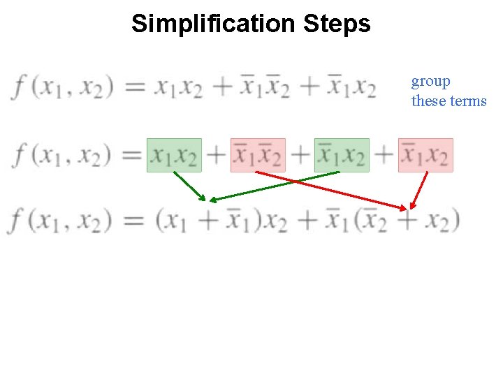 Simplification Steps group these terms 