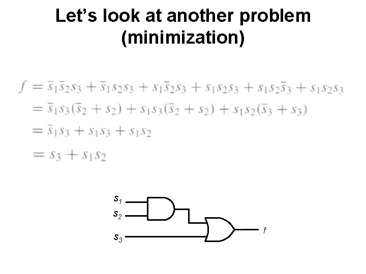 Let’s look at another problem (minimization) s 1 s 2 s 3 f 