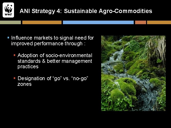 ANI Strategy 4: Sustainable Agro-Commodities § Influence markets to signal need for improved performance