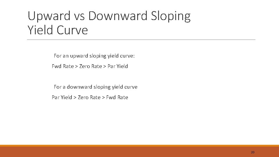 Upward vs Downward Sloping Yield Curve For an upward sloping yield curve: Fwd Rate