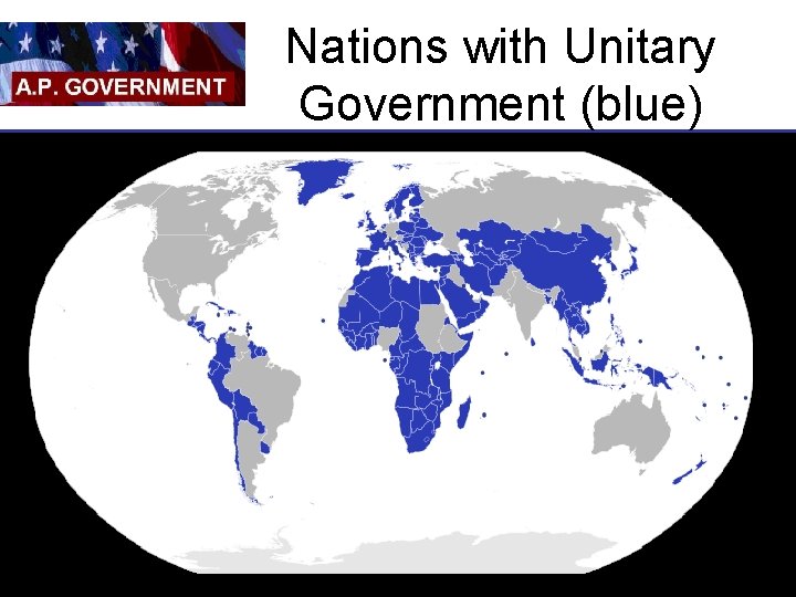 Nations with Unitary Government (blue) 
