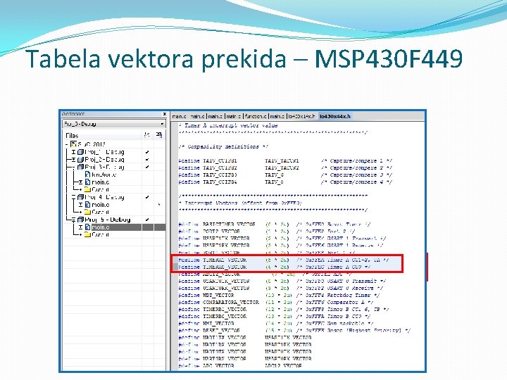 Tabela vektora prekida – MSP 430 F 449 