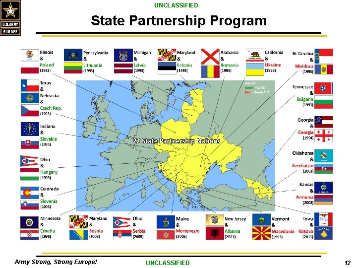 UNCLASSIFIED State Partnership Program Army Strong, Strong Europe! UNCLASSIFIED 12 