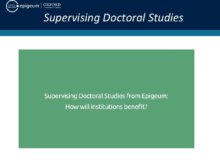 Supervising Doctoral Studies 