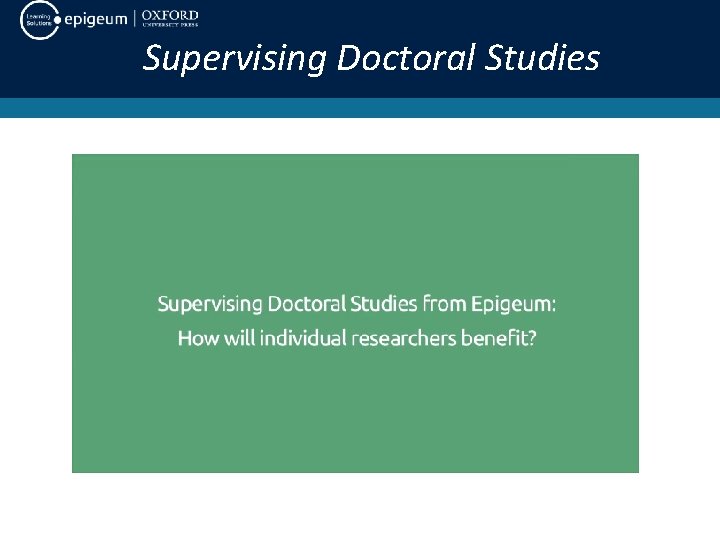 Supervising Doctoral Studies 