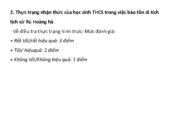 2. Thực trạng nhận thức của học sinh THCS trong việc bảo tồn di