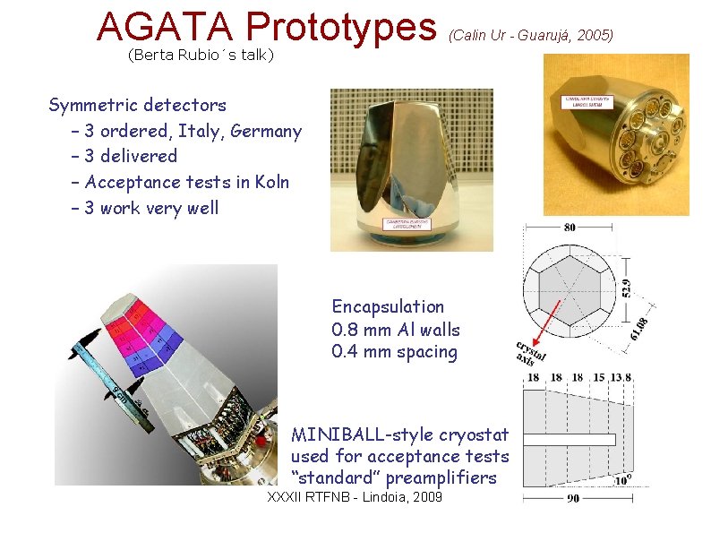 AGATA Prototypes (Calin Ur - Guarujá, 2005) (Berta Rubio´s talk) Symmetric detectors – 3 AGATA Prototypes (Calin Ur - Guarujá, 2005) (Berta Rubio´s talk) Symmetric detectors – 3