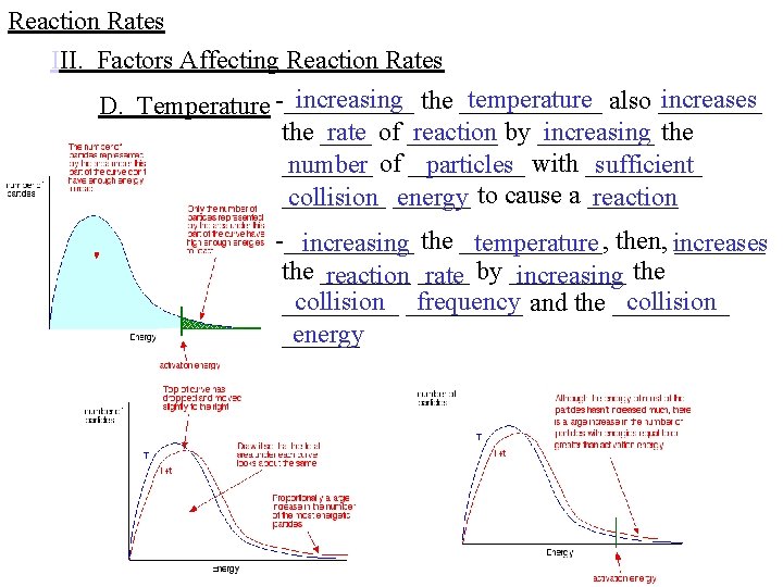 Reaction Rates III. Factors Affecting Reaction Rates increasing the ______ temperature also ____ increases