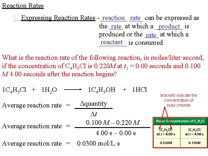 Reaction Rates I. Expressing Reaction Rates -____ reaction ____ rate can be expressed as