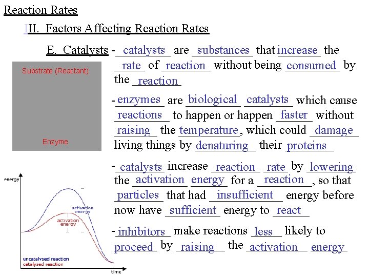 Reaction Rates III. Factors Affecting Reaction Rates E. Catalysts -_____ catalysts are _____ substances
