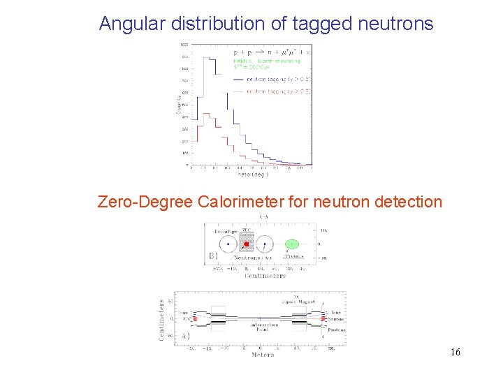 Angular distribution of tagged neutrons Zero-Degree Calorimeter for neutron detection 16 