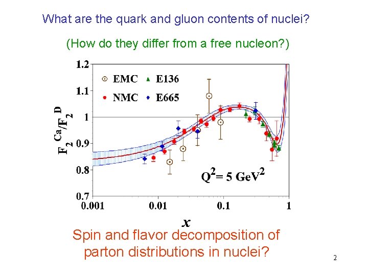 What are the quark and gluon contents of nuclei? (How do they differ from