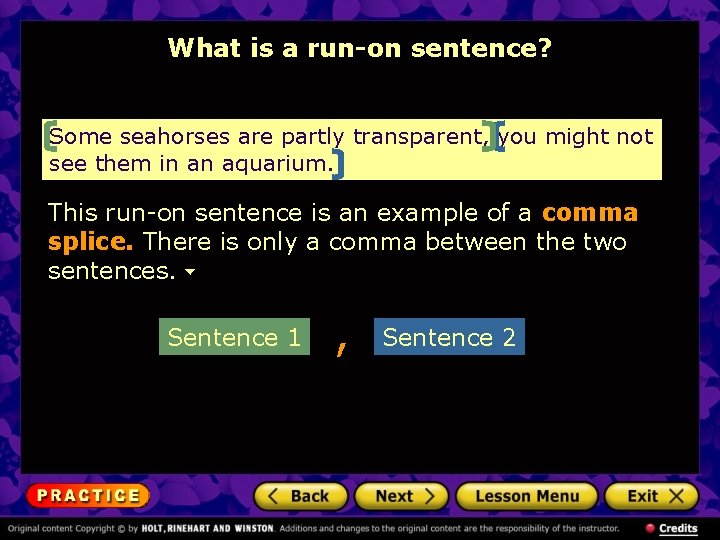 What is a run-on sentence? Some seahorses are partly transparent, you might not see