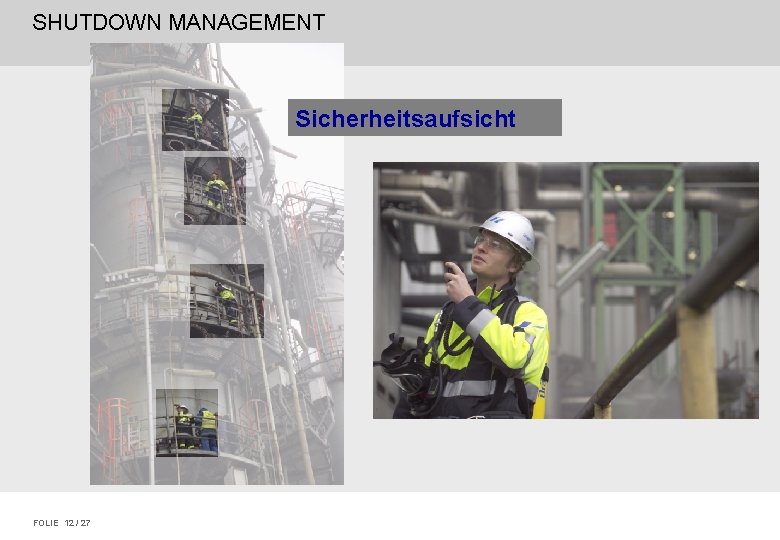 SHUTDOWN MANAGEMENT Sicherheitsaufsicht FOLIE 12 / 27 