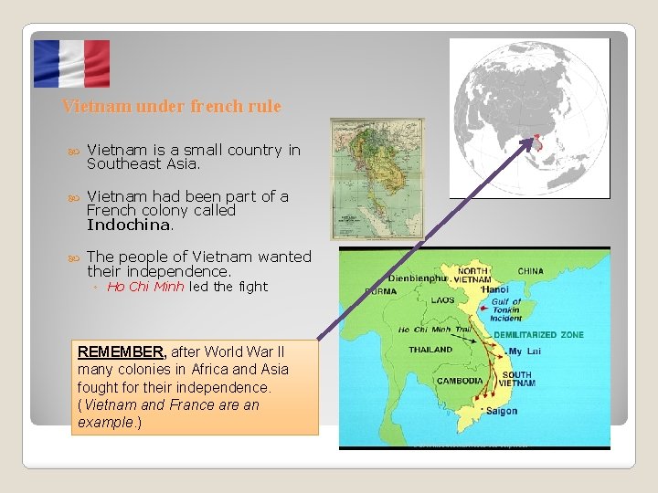 Vietnam under french rule Vietnam is a small country in Southeast Asia. Vietnam had