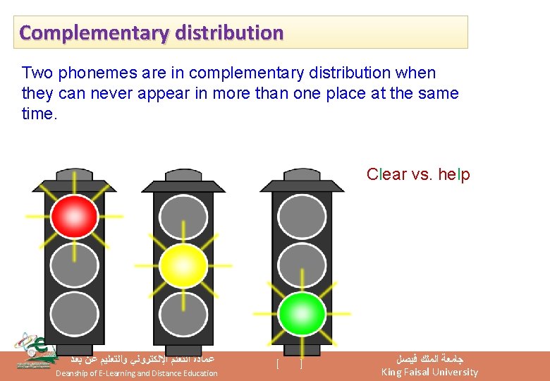 Complementary distribution Two phonemes are in complementary distribution when they can never appear in