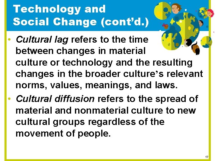 Technology and Social Change (cont’d. ) • Cultural lag refers to the time between
