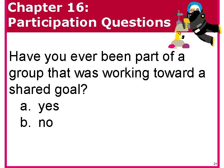 Chapter 16: Participation Questions Have you ever been part of a group that was