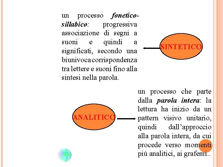 un processo foneticosillabico: progressiva associazione di segni a suoni e quindi a significati, secondo