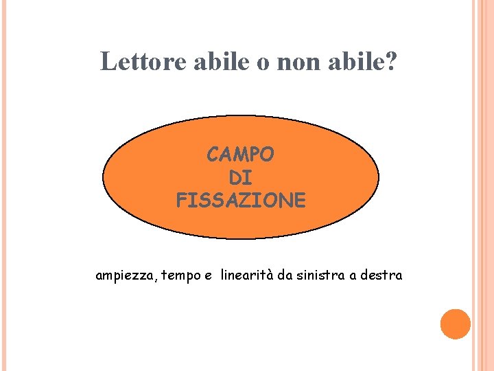 Lettore abile o non abile? CAMPO DI FISSAZIONE ampiezza, tempo e linearità da sinistra