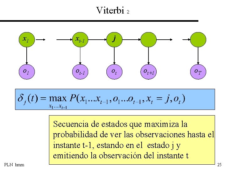 Viterbi 2 x 1 xt-1 j o 1 ot-1 ot ot+1 o. T Secuencia