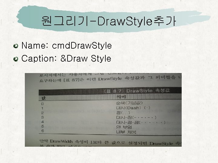 원그리기-Draw. Style추가 Name: cmd. Draw. Style Caption: &Draw Style 