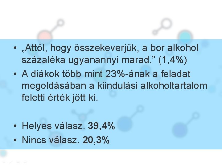  • „Attól, hogy összekeverjük, a bor alkohol százaléka ugyanannyi marad. ” (1, 4%)